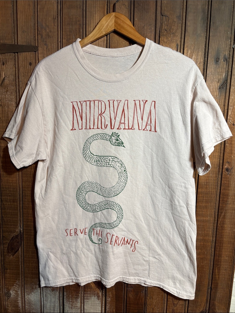 NIRVANA Short Sleeve Tee with Red Logo & Green Snake